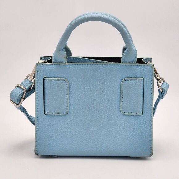 Brandon Blackwood Kuei Mini Zip Leather Tote Crossbody Bag Powder Blue - Picture 5 of 12